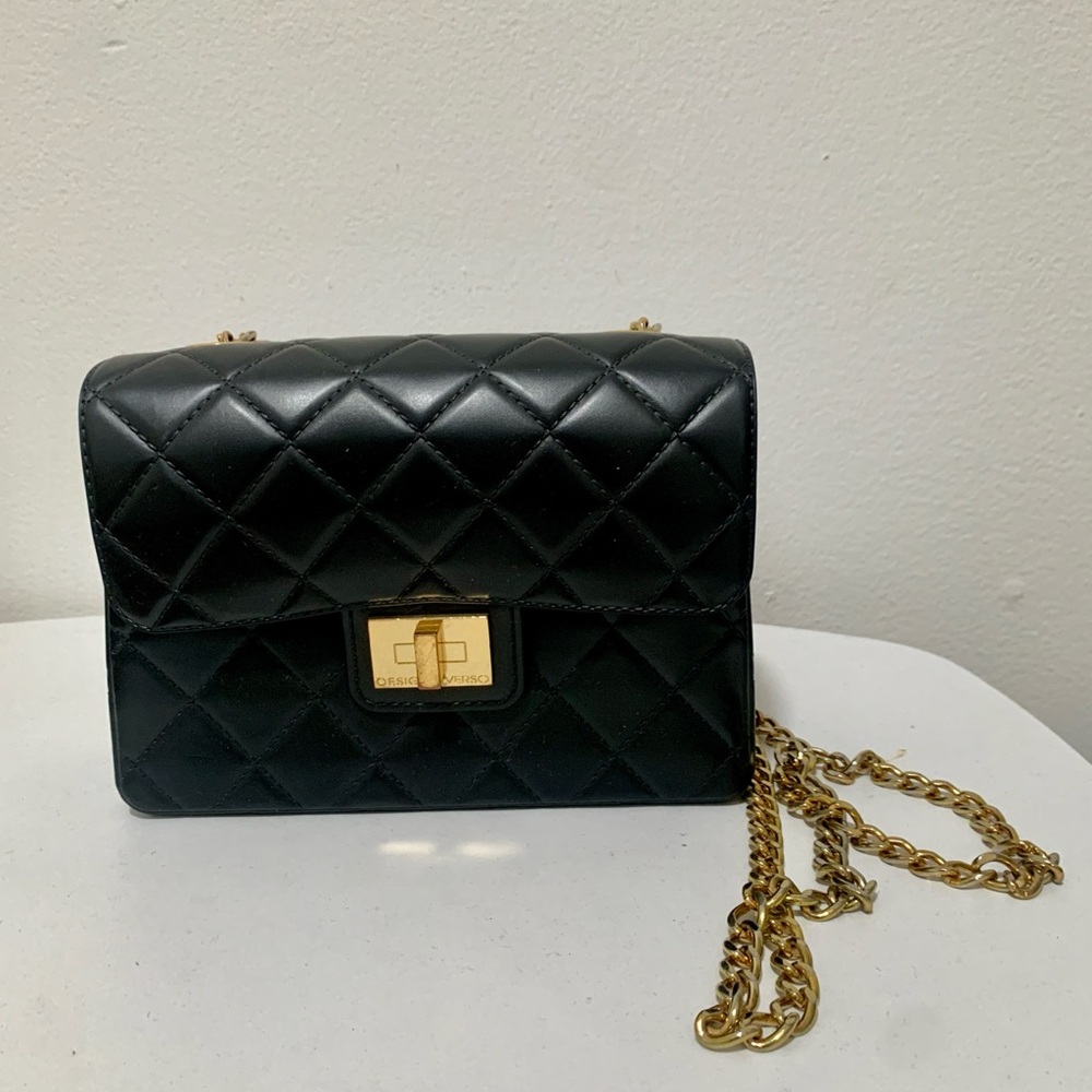 AVAILABLE IN JUNE Italian handcrafted Black Quilted Leather Chain Bag